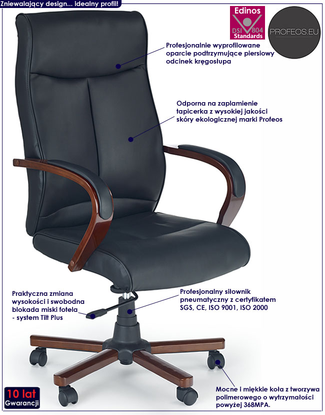 czarny fotel obrotowy biurowy Rodis