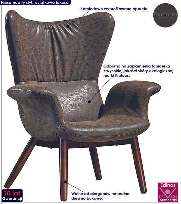 Czekoladowy fotel wypoczynkowy do oglądania tv Malia