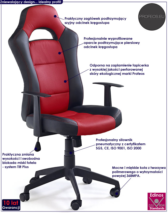 czerwony fotel gabinetowy obrotowy Nitra