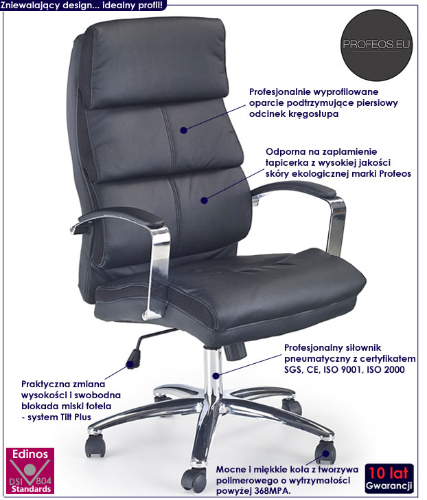 fotel czarny biurowy obrotowy Varese