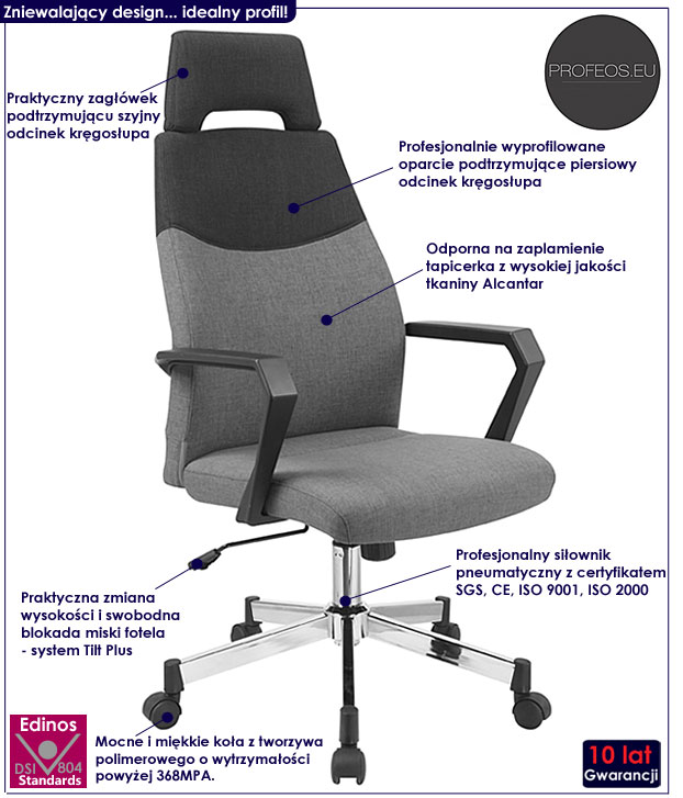 fotel obrotowy tapicerowany popiel Gamza