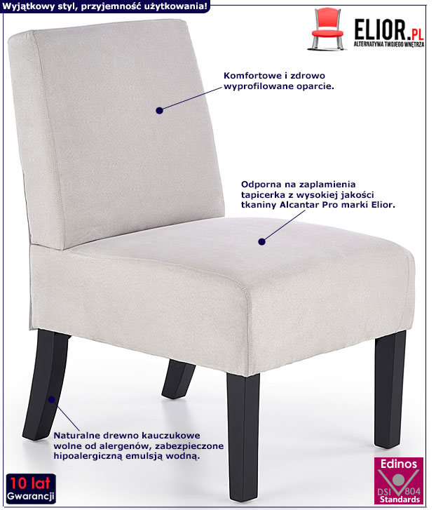 Jasnoszary fotel wypoczynkowy Heglio