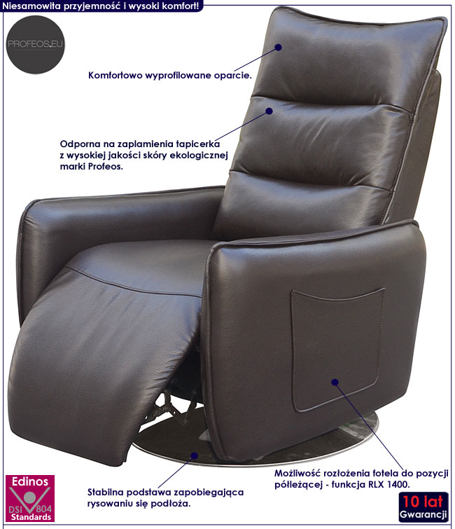 Brązowy fotel rozkładany do czytania Kseniok