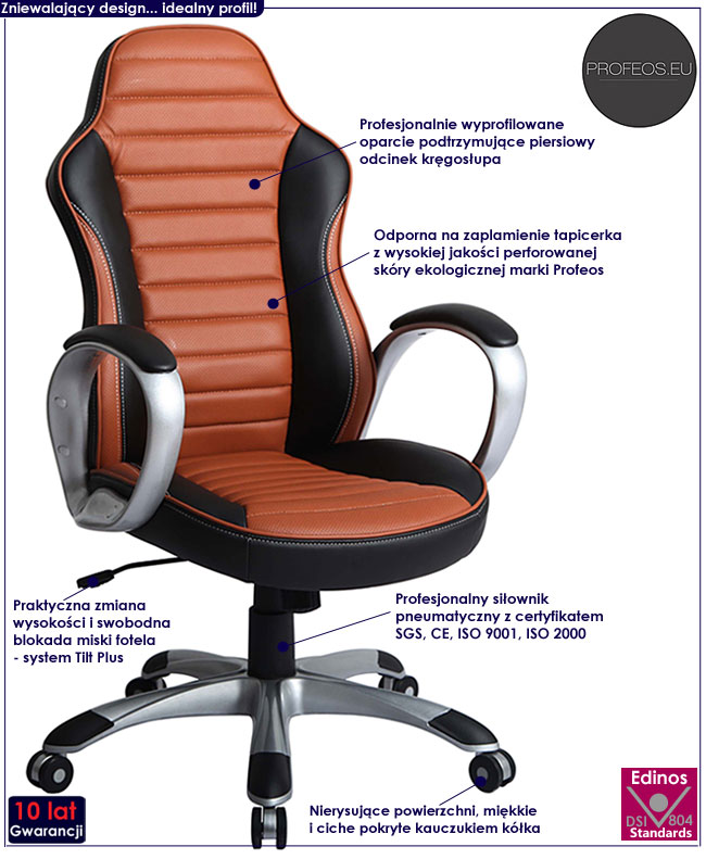 fotel do komputera obrotowy biurowy Cadis brązowy