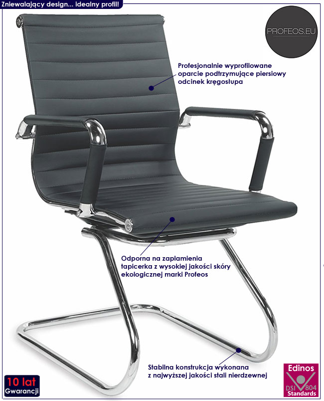 czarny fotel konferencyjny krzesło biurowe Midlin
