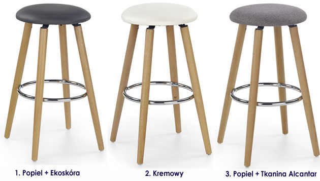 Okrągły hoker tapicerowany z drewna Alaia