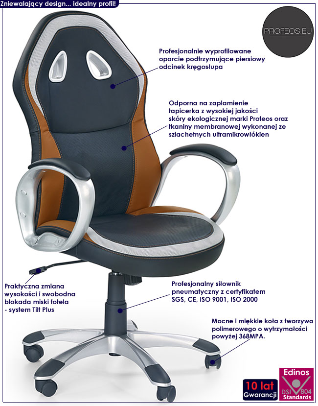 czarny fotel gabinetowy nowoczesny Norvo do biurka