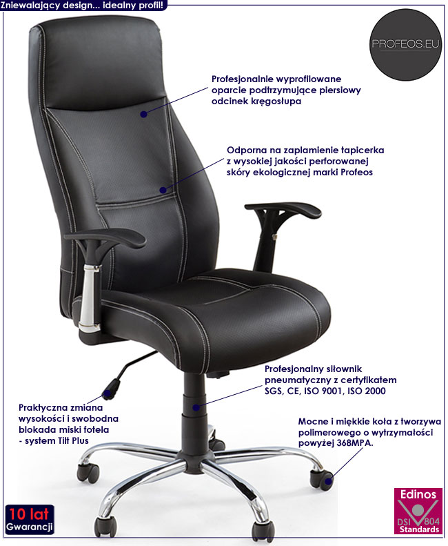 komputerowy fotel obrotowy do biurka Roiso czarny