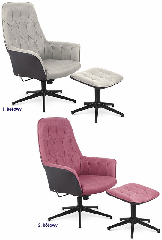 Nowoczesny fotel wypoczynkowy z podnóżkiem Aido