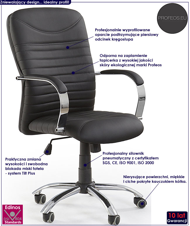 fotel obrotowy do biurka czarny biurowy Andera