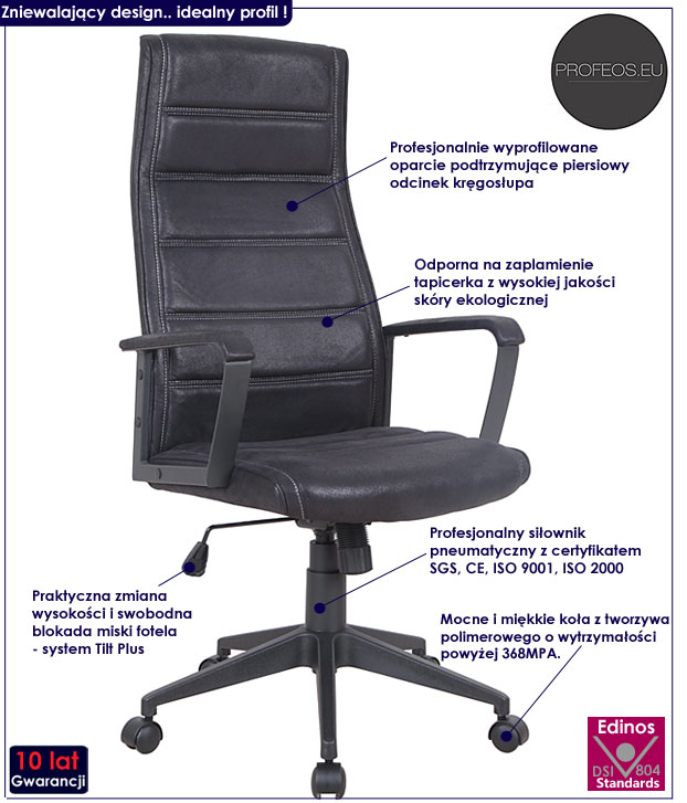 fotel obrotowy czarny do biurka Torux