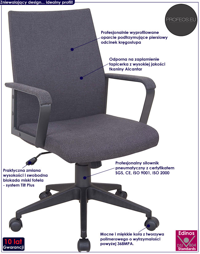 fotel obrotowy gabinetowy biurowy popiel Victor