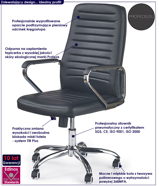 biurowy fotel na kółkach czarny Lafix obrotowy