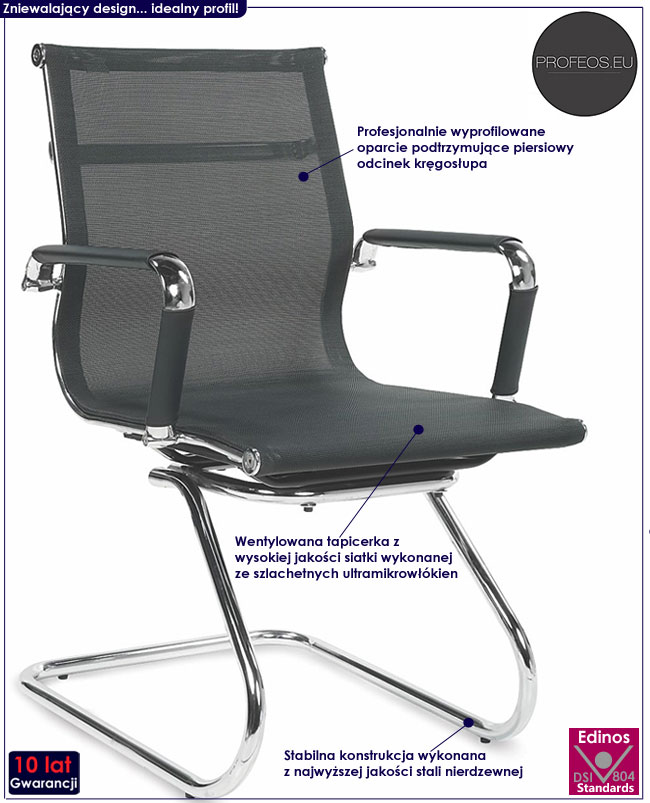 czarny fotel konferencyjny do biura biurka Benoti