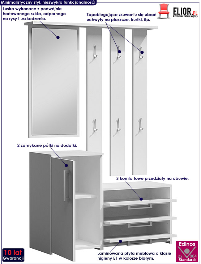 Biała garderoba do przedpokoju Skay