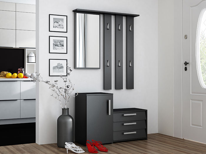 Czarna garderoba do przedpokoju Skay