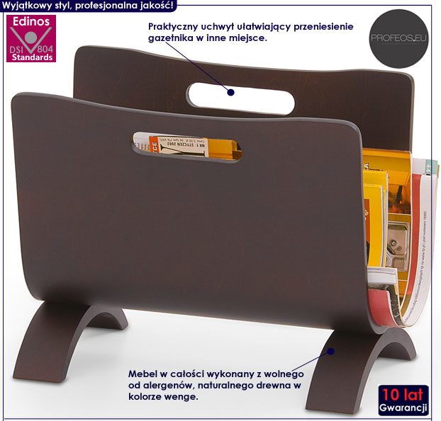 Drewniany stojak na gazety wenge Steri