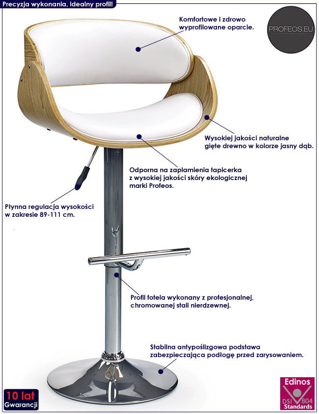 Nowoczesny hoker kuchenny, obrotowy biały Richard