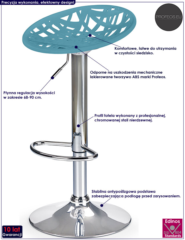 Lakierowany hoker obrotowy regulowany Diva