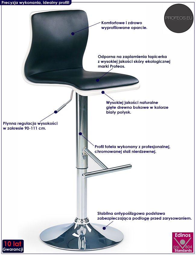 Czarny obrotowy hoker kuchenny Aseris