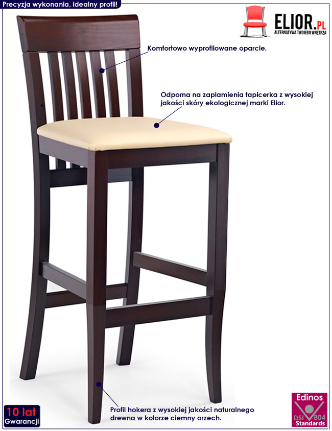 Drewniany hoker kuchenny cimny orzech Tere