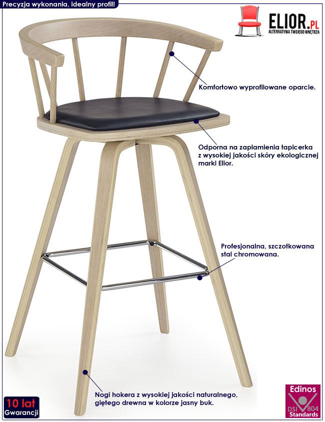 Skandynawski hoker drewniany jasny buk Elmiro