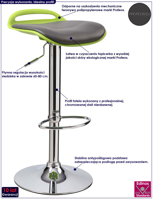 Nowoczesny zielony hoker do baru, bufetu Eveya