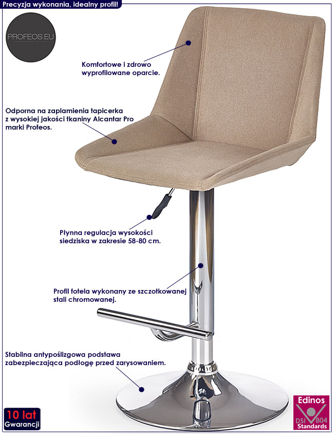 Brązowy hoker obrotowy kuchenny Alegra