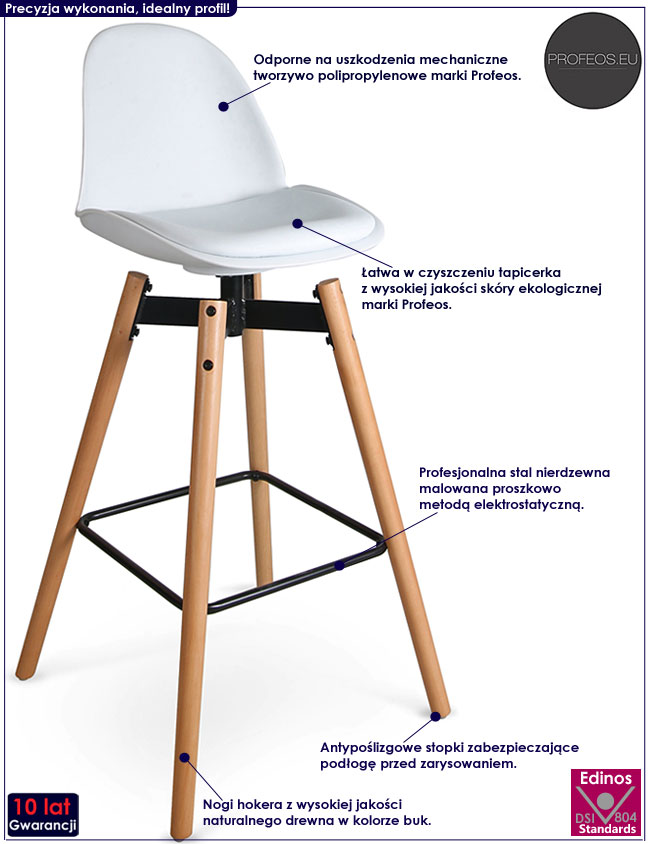 Biały hoker w stylu skandynawskim, minimalistycznym Gido