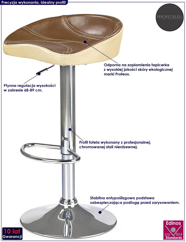 Brązowy tapicerowany hoker kuchenny Abizo