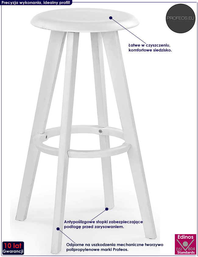 Biały okrągły hoker barowy Tores