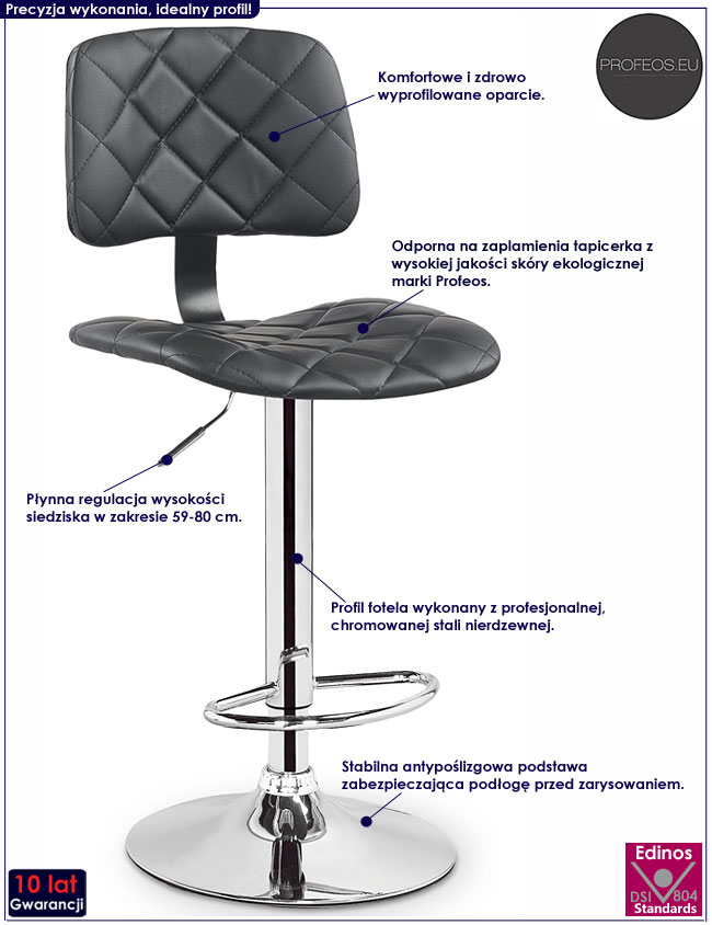 Pikowany hoker obrotowy z oparciem Gursel