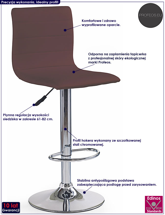 Brązowy hoker kuchenny, barowy Rino