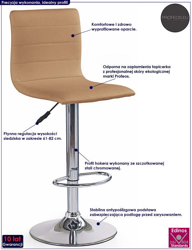 Beżowy hoker do baru, bufetu coffee Rino