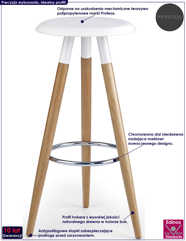 Skandynawski biały hoker kuchenny drewniany Geva