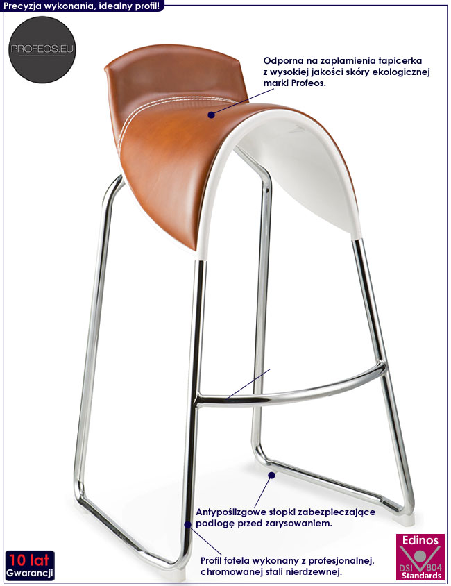 Brązowy nowoczesny hoker z oparciem Loster