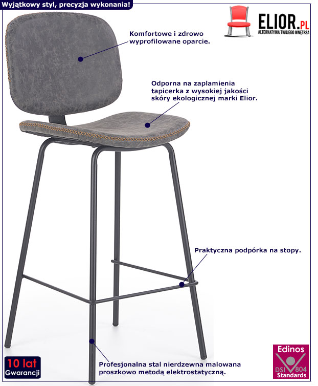 Szary hoker barowy w industrialnym stylu Zanno