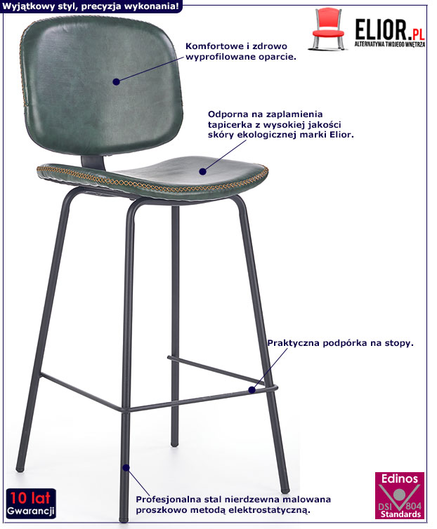 Zielony hoker kuchenny do baru, lady Zanno