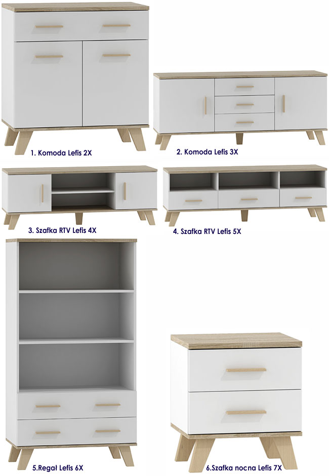 Kolekcja mebli w skandynawskim, minimalistycznym stylu Lefis