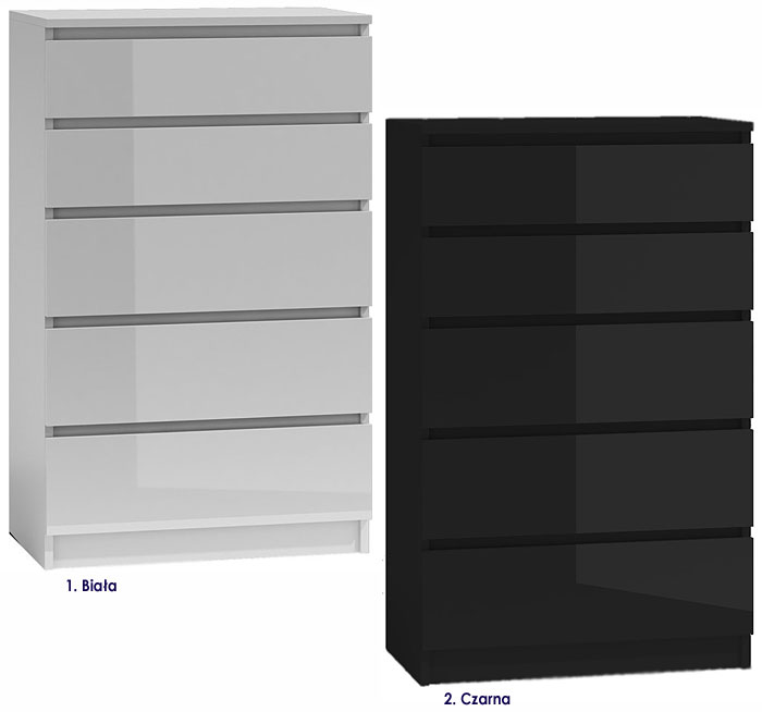 Minimalistyczna komoda lakierowana z 5 szufladami Selis 2X