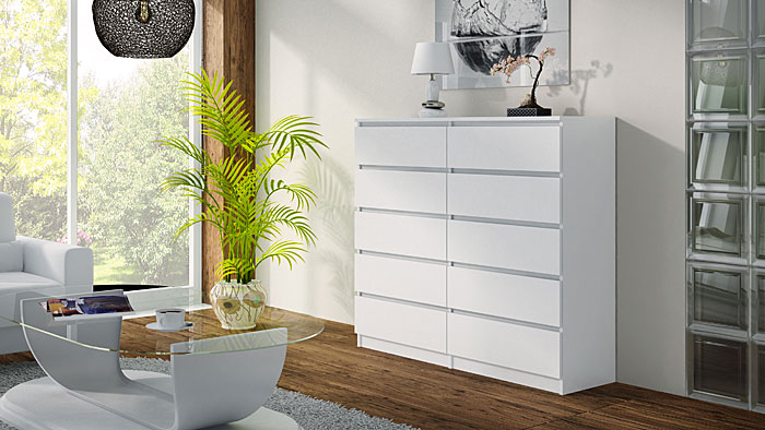 Minimalistyczna biała szafka do salonu Noel