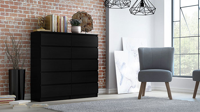 Czarna szafka z szufladami Noel 2X 140 cm