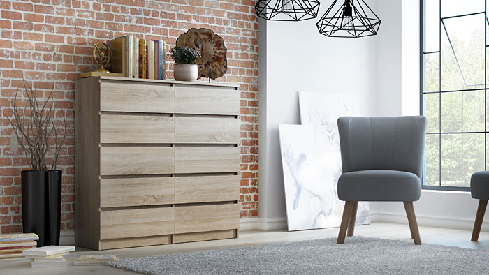 Nowoczesna komoda Noel 2X dąb sonoma 140 cm