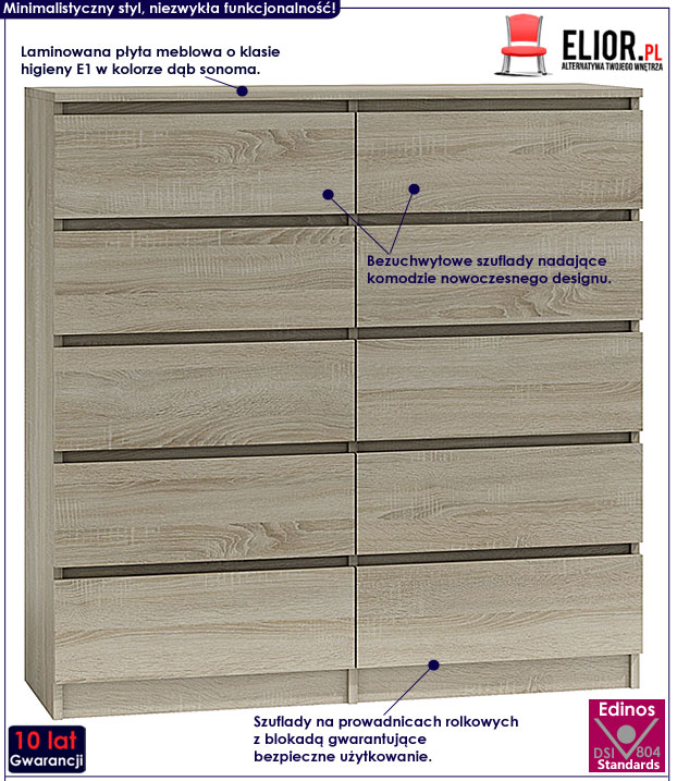 Komoda do salonu, biura dąb sonoma Rossa 120 cm