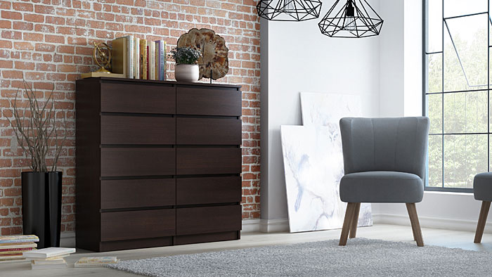 Funkcjonalna komoda z szufladami wenge Noel 2X 140 cm