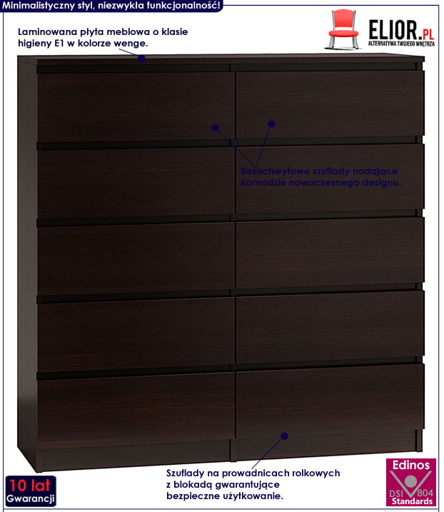 Szafka z szufladami do sypialni wenge Noel
