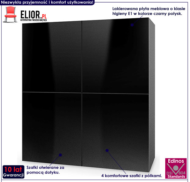 Nowoczesna czarna komoda lakierowana Vitoria 2X