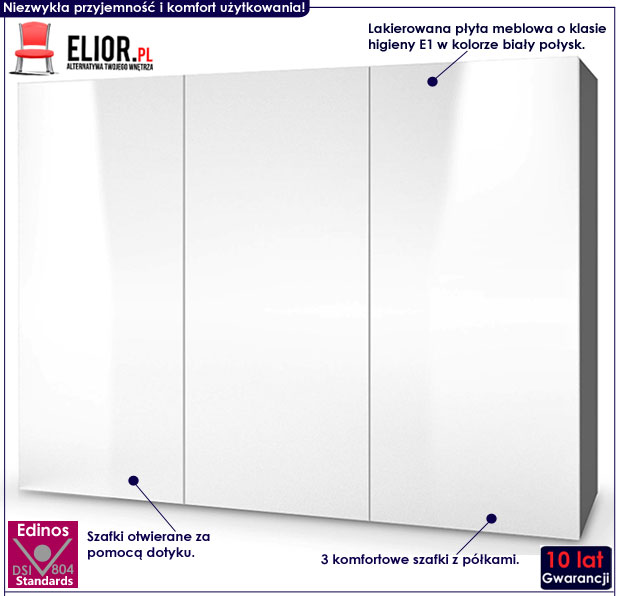 Nowoczesna komoda wisząca lakierowana biała, szara Vitoria 3X