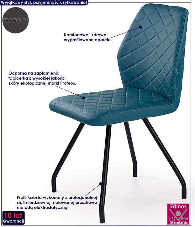 Turkusowe krzesło do stołu, biurka Regato