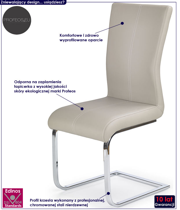 Tapicerowane krzesło do kuchni, stołu, jadalni beżowe Bilena